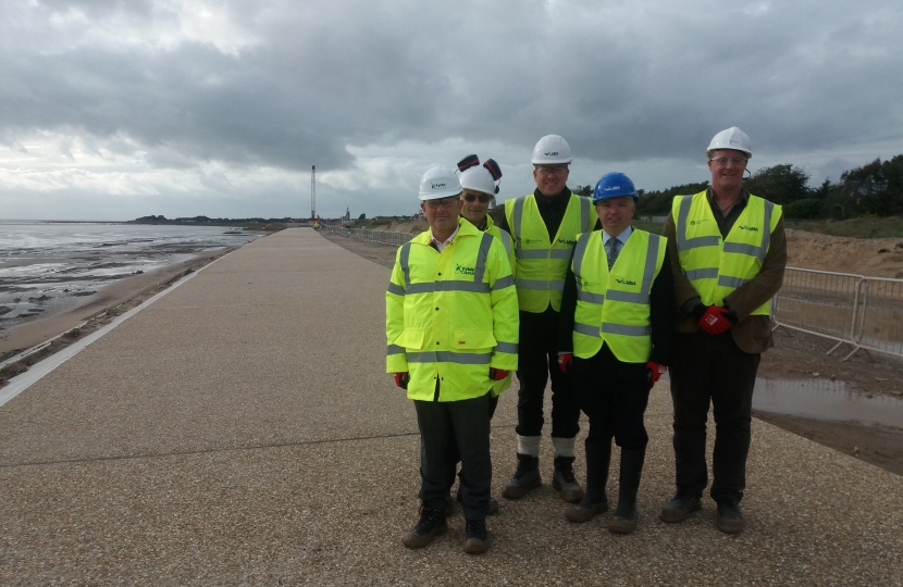 Mark Menzies MP visiting contractors working on the £19.5 million flood defence upgrade