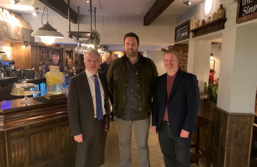Mark Menzies MP with on a recent visit to the revamped Ship Inn in Freckleton, with owner Ross Robinson and Heineken’s Guy Mason