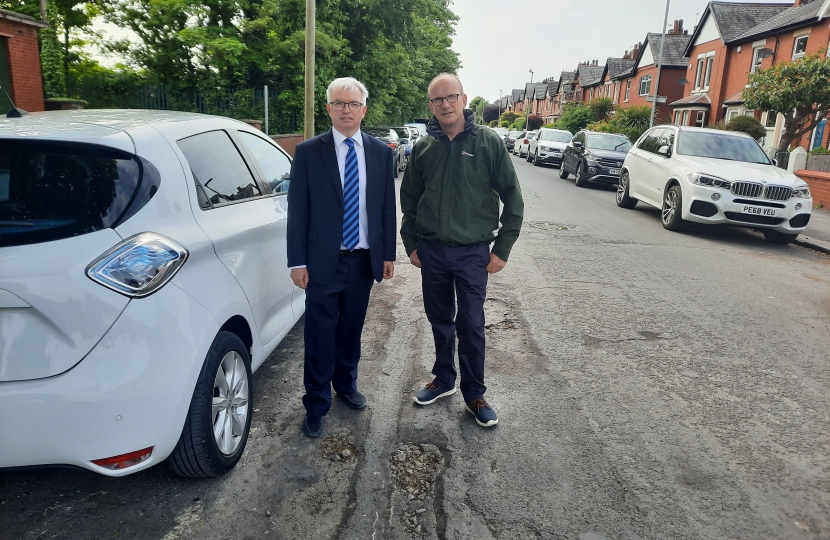 County Councillor Tim Ashton and Mark Menzies MP on Rossall Road in Ansdell