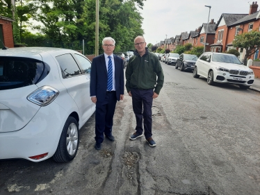 County Councillor Tim Ashton and Mark Menzies MP on Rossall Road in Ansdell